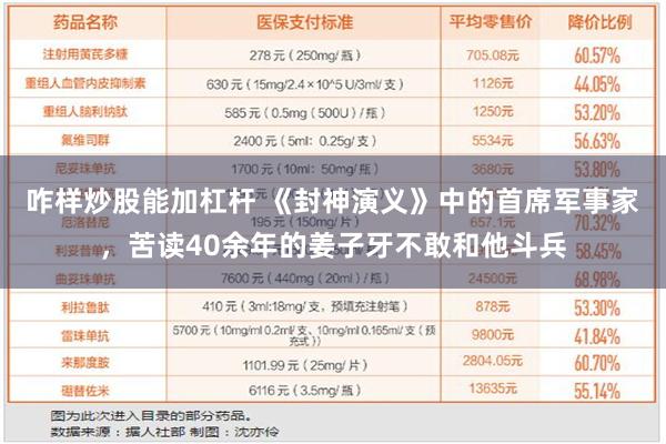 咋样炒股能加杠杆 《封神演义》中的首席军事家，苦读40余年的姜子牙不敢和他斗兵