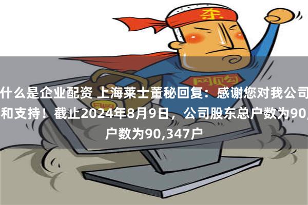 什么是企业配资 上海莱士董秘回复：感谢您对我公司的关心和支持！截止2024年8月9日，公司股东总户数为90,347户