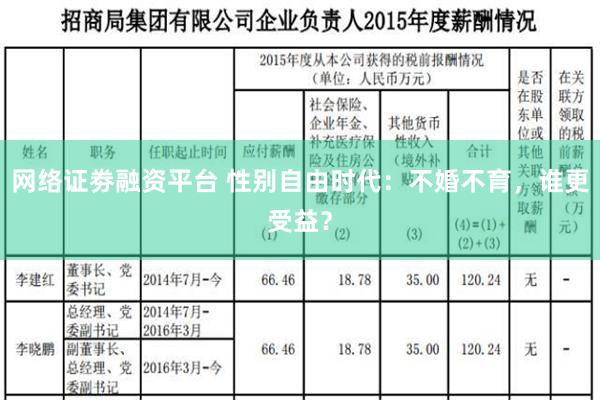 网络证劵融资平台 性别自由时代：不婚不育，谁更受益？